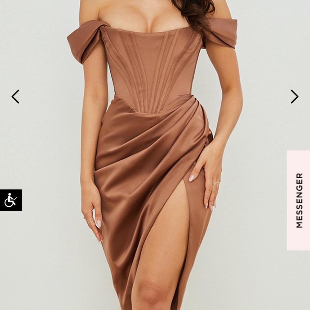 Satin off the shoulder dress